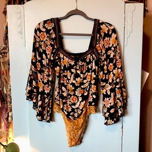 Free People Blooming Borders Bodysuit